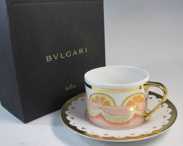 ブルガリ BVLGARI ドルチデコ ババレーゼ（オレンジ） ティー　カップ＆ソーサー