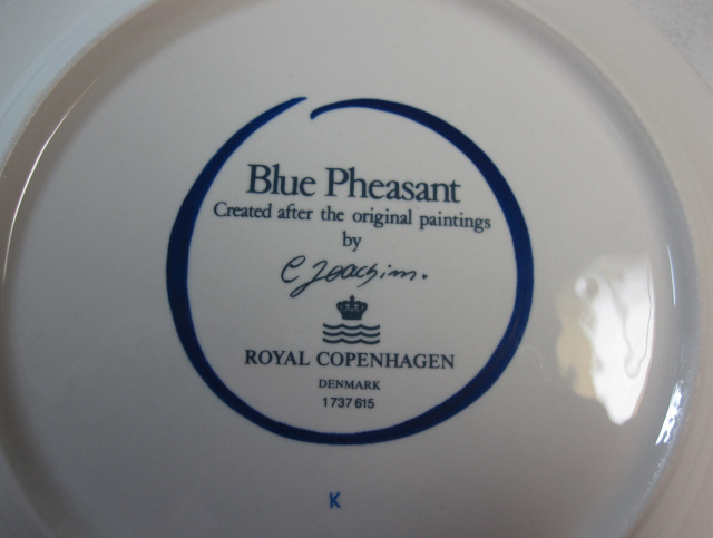 ロイヤルコペンハーゲン　Royal Copenhagen  ブルーフェザント　プレート　１７ｃｍ【ロイヤルコペンハーゲン廃盤品/個数限定】